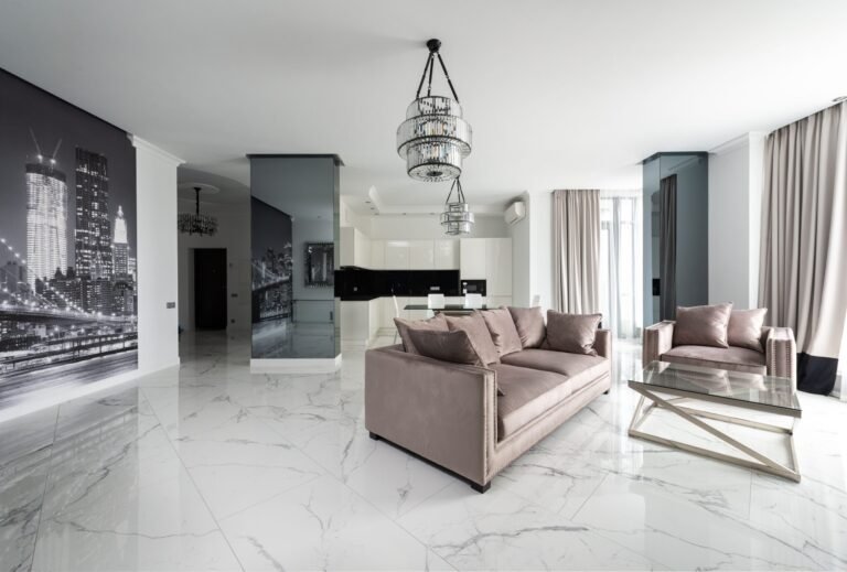 Pose de carrelage salon